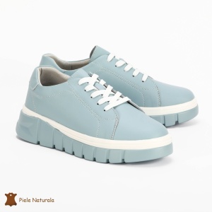 Pantofi Casual de dama din Piele naturala cu talpa groasa LF0491 ALBASTRU