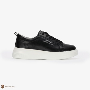 Pantofi Casual de dama din Piele naturala cu talpa groasa LF0494 Negru - Img 2
