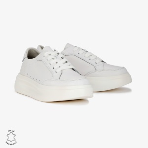 Pantofi Casual de dama din Piele naturala cu talpa groasa LF0521 ALB
