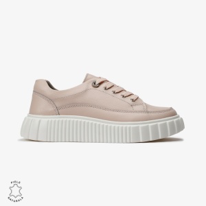 Pantofi Casual de dama din Piele naturala cu talpa groasa LF0526 Roz - Img 2