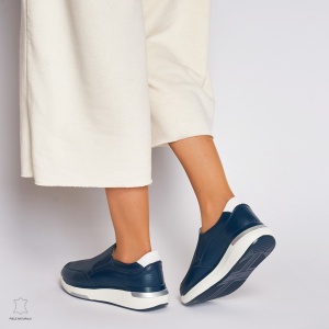 Pantofi casual de dama din piele naturala cu talpa platforma LF0015 Navy - Img 4