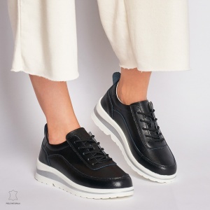 Pantofi casual de dama din piele naturala LF0002 NEGRU - Img 2