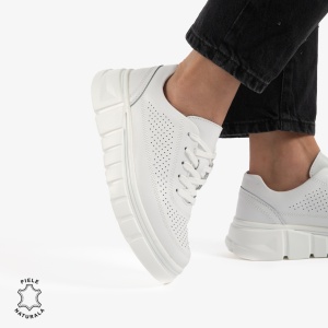 PANTOFI CASUAL DE DAMA DIN PIELE NATURALA LF0767 ALB - Img 3
