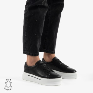PANTOFI CASUAL DE DAMA DIN PIELE NATURALA LF0769 NEGRU - Img 2