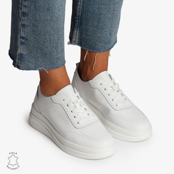 Pantofi Casual de dama din Piele Naturala LF1206 ALB