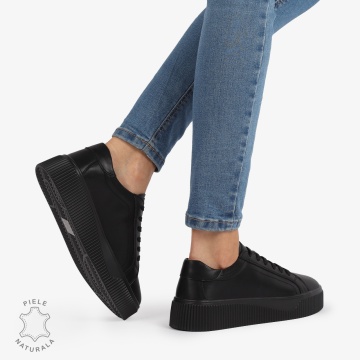 Pantofi Casual de dama din Piele Naturala LF1222 NEGRU - Img 2