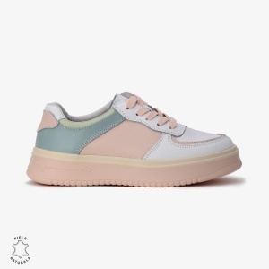 Pantofi Casual de dama din Piele naturala Multicolor cu design special LF0519 ALB CU ROZ - Img 2