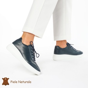 Pantofi casual elegante de dama din piele naturala LF0221 BLEUMARIN