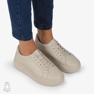 Pantofi CASUAL PIELE NATURALA cu detaliu lateral LF1273 Bej