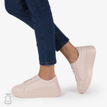 Pantofi CASUAL PIELE NATURALA cu detaliu lateral LF1273 Roz - Img 2