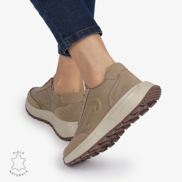 Pantofi casual piele naturala CU MODEL LATERAL LF1304 KHAKI - Img 2