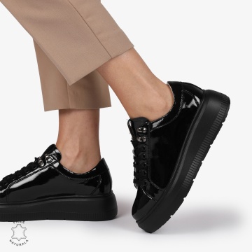 Pantofi CASUAL PIELE NATURALA LACUITA LF1294 NEGRU - Img 2