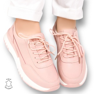 Pantofi casual piele naturala LF886 ROZ - Img 3