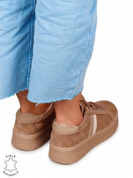 Pantofi casual sport din piele naturală întoarsă LF1811 KHAKI SUEDE - Img 3