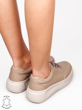 Pantofi damă sport din piele naturală cu design elegant LF1810 khaki - Img 2
