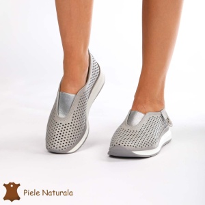 Pantofi Perforati Dama Piele naturală LF0098 GRI - Img 2