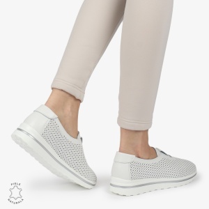 Pantofi Perforati Dama Piele naturală LF0104 ALB - Img 3