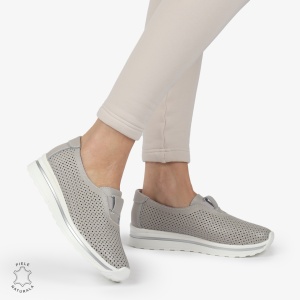 Pantofi Perforati Dama Piele naturală LF0104 GRI