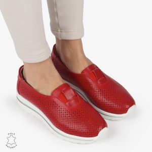 Pantofi Perforati Dama Piele naturală LF0104 ROSU - Img 2