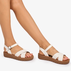 SANDALE dama din Piele ECOLOGICA CU BRETELE MODEL SIMPLU LF1094 CULOARE: ALB - Img 2