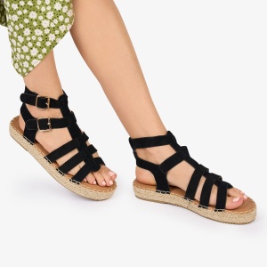 SANDALE Dama DIN PIELE ECOLOGICA INTOARSA LF1022 Culoare: NEGRU - Img 3