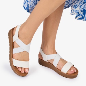 SANDALE dama Piele ECOLOGICA LF1009 CU ELASTIC Culoare:ALB - Img 3