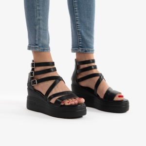 SANDALE DIN PIELE ECOLOGICA CU PLATFORMA LF0751 NEGRU - Img 2