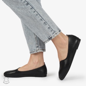 BALERINI dama din Piele naturala PERFORATA SLIP-ON LF1358 NEGRU - Img 3