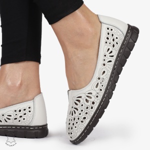 BALERINI dama din Piele naturala PERFORATA SLIP-ON LF1363 ALB - Img 2