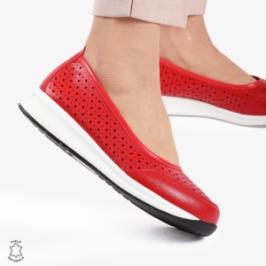 Balerini dama din Piele Naturala Slip-On LF0721 ROSU - Img 2