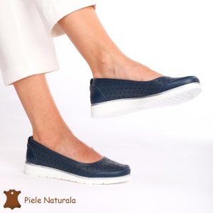 Balerini Dama Piele naturală LF0026 NAVY