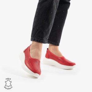 Balerini Dama Piele naturală LF0103 ROSU