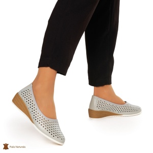 Balerini Dama Piele Naturala Slip-on LF0075 GRI