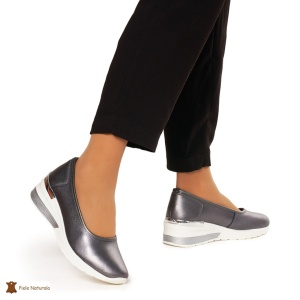 Balerini Dama Piele Naturala slip-on LF0082 PEWTER - Img 3