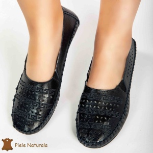 Balerini Negri din Piele Naturala cu talpa flexibila LF0176