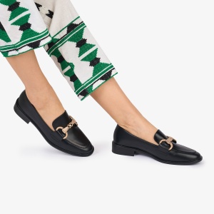 Mocasini DAMA din PIELE ECOLOGICA cu detaliu Auriu LF0961 CULOARE: Negru - Img 3