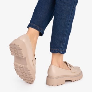 Mocasini DAMA din PIELE ECOLOGICA CU STRASURI LF0953 CULOARE: Bej - Img 3