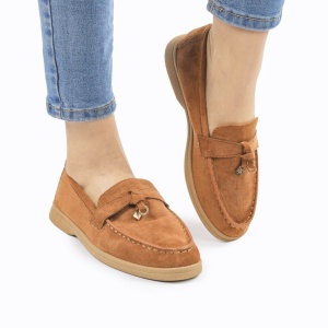Mocasini DAMA din PIELE ECOLOGICA INTOARSA LF0957 CULOARE: CAMEL