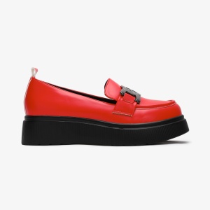 Mocasini dama din Piele Ecologica LF0564 ROSU