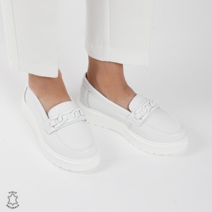 Mocasini dama din piele naturala LF0787 ALB - Img 3