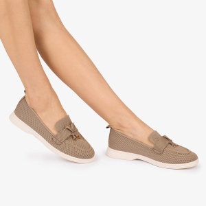 MOCASINI dama TEXTIL CU DETALIU AURIU LF1027 Culoare: KHAKI
