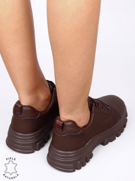 Pantofi casual confortabili din piele naturală LF1818 Cafeniu - Img 3