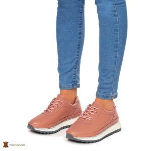 Pantofi Casual dama din Piele naturala cu talpa groasa LF0048 ROZ
