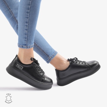 Pantofi Casual dama din Piele Naturala LF0850 NEGRU