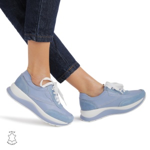 Pantofi Casual dama din Piele Naturala LF0855 ALBASTRU - Img 2