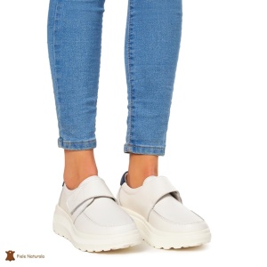 Pantofi Casual dama din Piele Naturala LF0858 ALB - Img 2