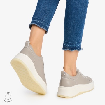 Pantofi Casual DAMA din PIELE Naturala LF0947 CULOARE: GRI CU ARGINTIU - Img 3