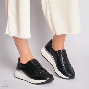 Pantofi Casual dama din Piele naturala LF1233 CU INCHIDERE ELASTIC NEGRU