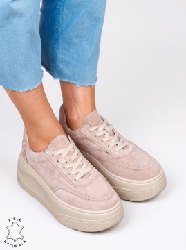 Pantofi casual damă din piele naturală, model sport LF1822 BEJ