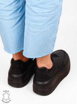 Pantofi casual damă din piele naturală, model sport LF1822 Negru - Img 3